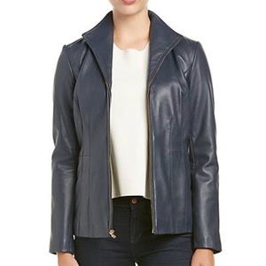 Cole Haan Brown Leather Moto Jacket